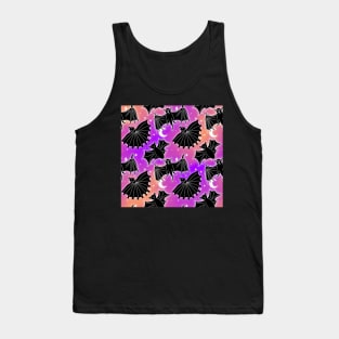 Pink and Orange Galaxy Medieval Art Bats Tank Top